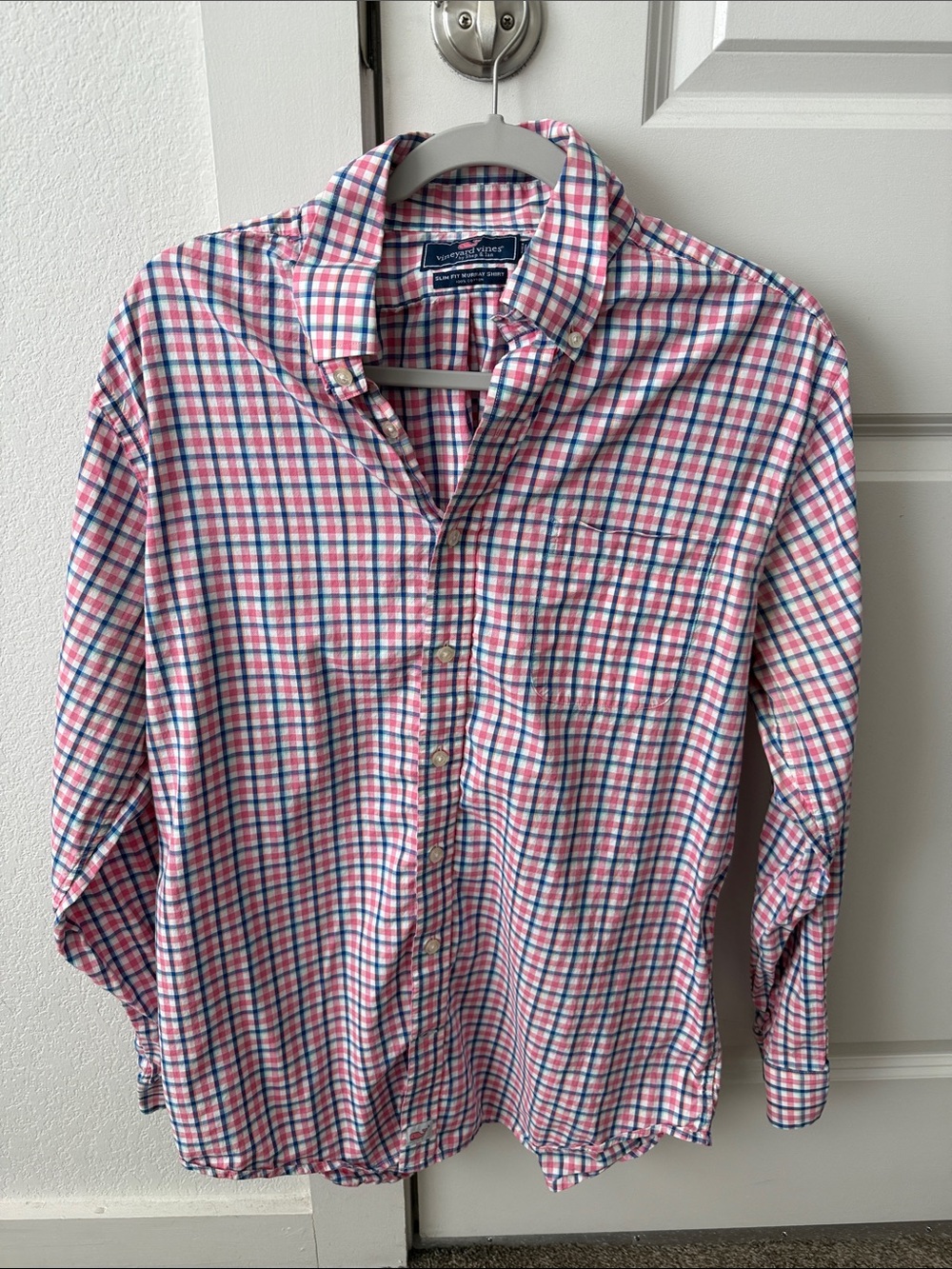 Vineyard Vines Pink and Blue Plaid Button-Down Shirt